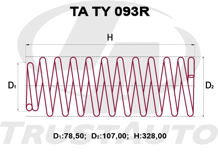 Пружина подвески усиленная (TA) PRIUS NH (03-)/OPA ACT/ZCT10 (00-) 48231-63010 TRUSTAUTO TATY093R